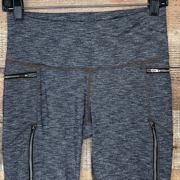 Athleta Cozy Drifter Tights Leggings Heather Gray Zipper Pockets SZ Small - Picture 2 of 9